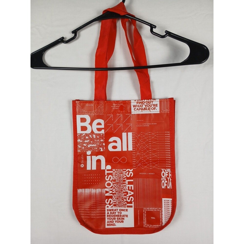 Lululemon Red Reusable Tote Bag Be All In 12"x9"x4" Gym Yoga Shopper